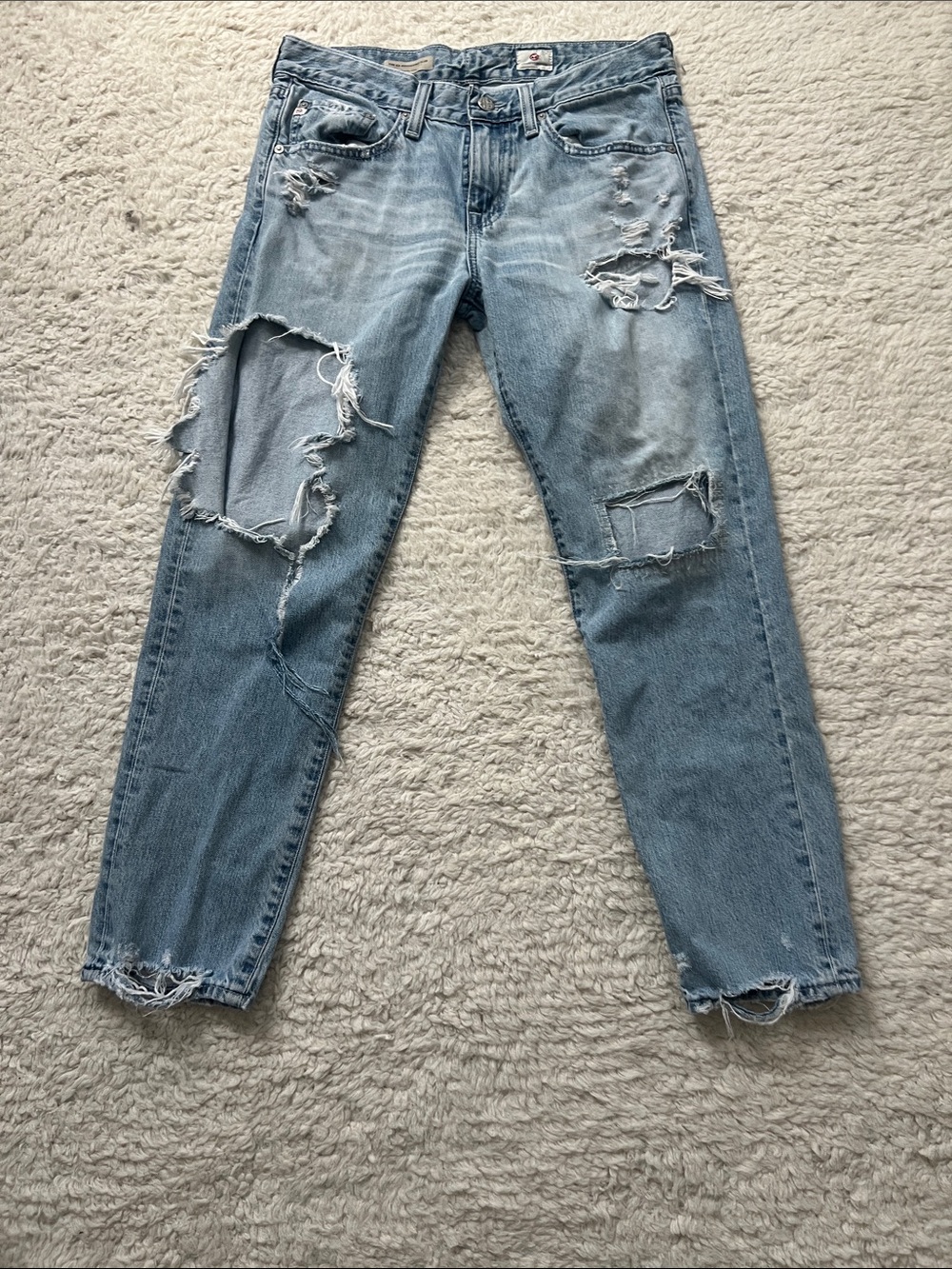 Women’s AG ADRIANO GOLDSCHMIED The Stilt Cigarette Leg Distressed Jeans Sz 26R